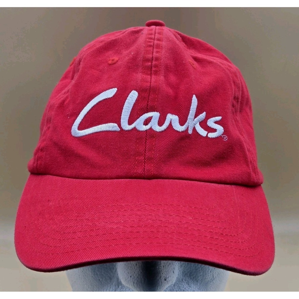 Clarks Footwear Hat Shoes Adjustable Size Red Scriot‎ Logo Cap Rare Advertising